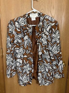 Jones New York Brown Floral Print Women’s Blazer Jacket